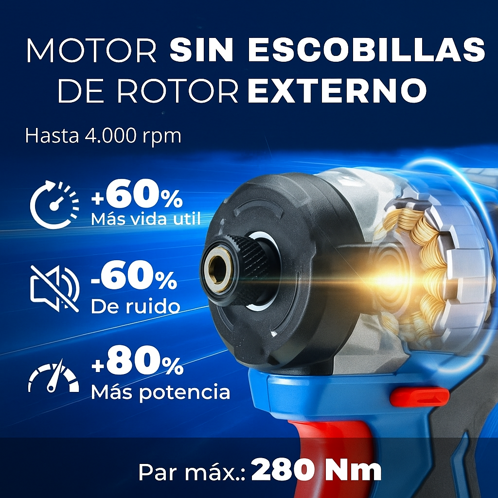 Atornillador de Impacto Eléctrico 18V Brushless [280Nm] – Valtec Pro Series (SIN BATERÍA INCLUIDA)