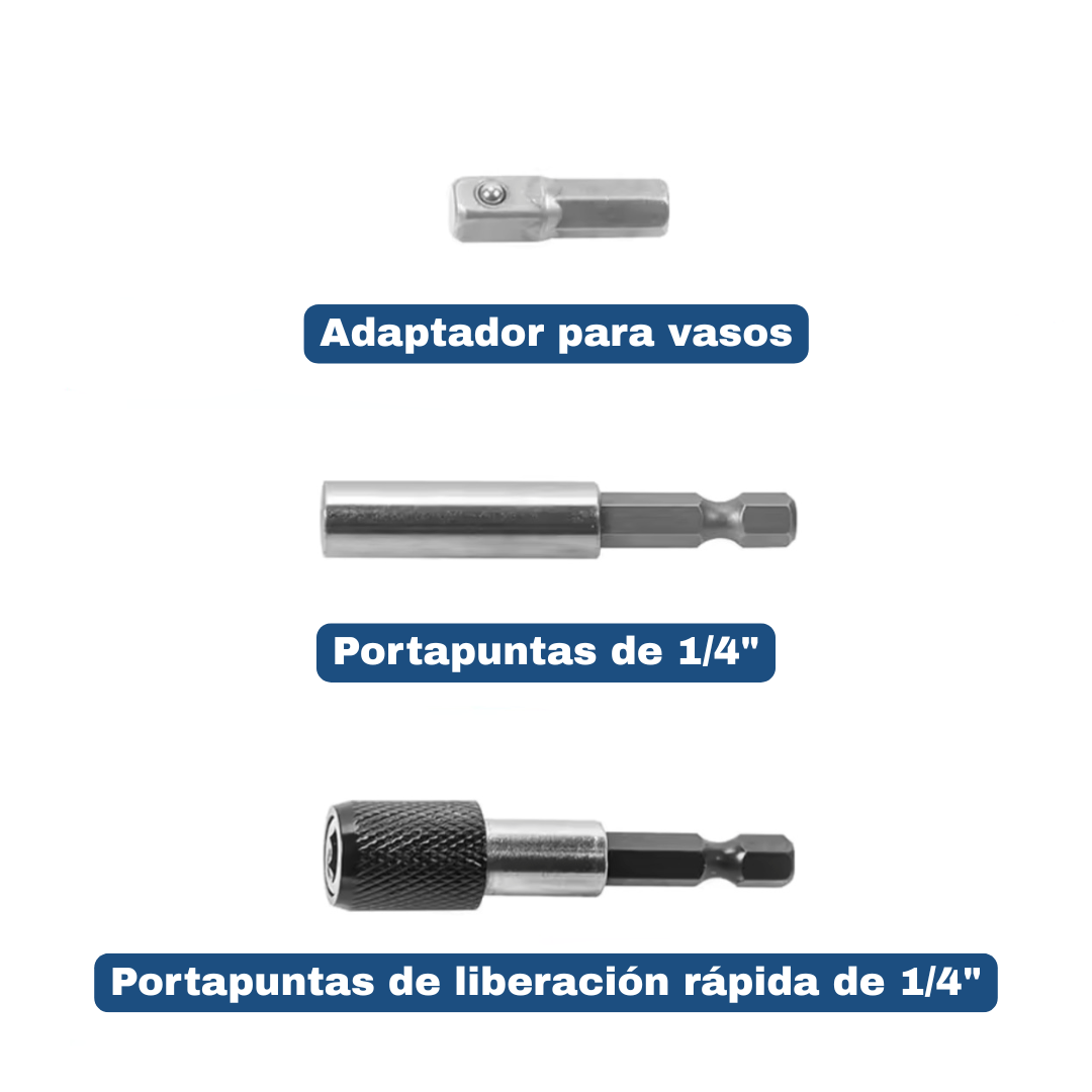 Juego Maestro de Puntas y Brocas 208 Pcs – Acero al Carbono 6150