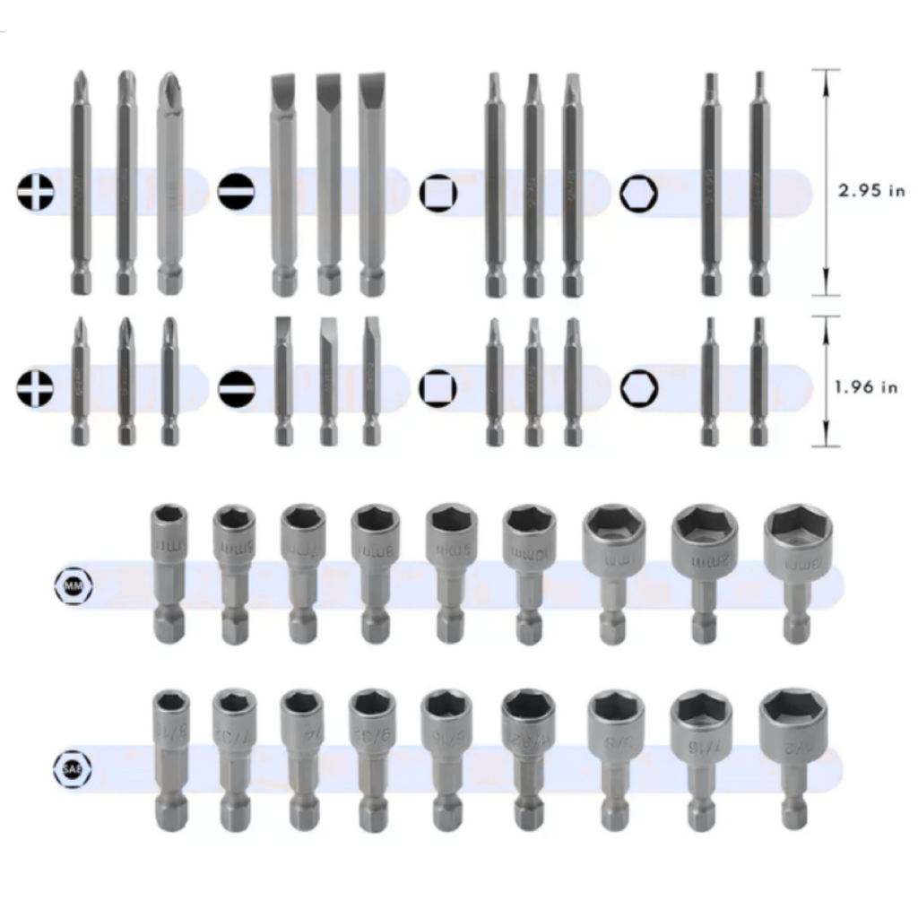Juego Maestro de Puntas y Brocas 208 Pcs – Acero al Carbono 6150