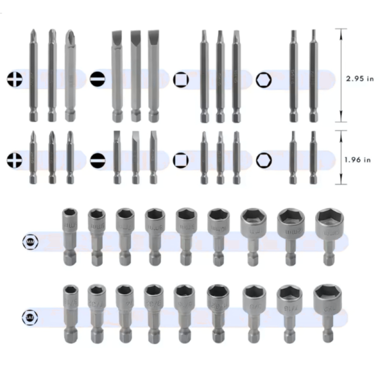 Juego Maestro de Puntas y Brocas 208 Pcs – Acero al Carbono 6150
